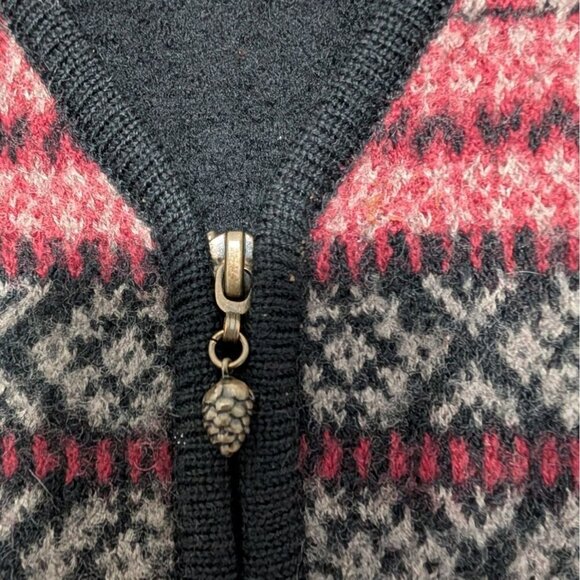 Herman Geist Fair Isle Vest Womens Size Large Black Red Wool Vintage Sleeveless - Picture 3 of 9
